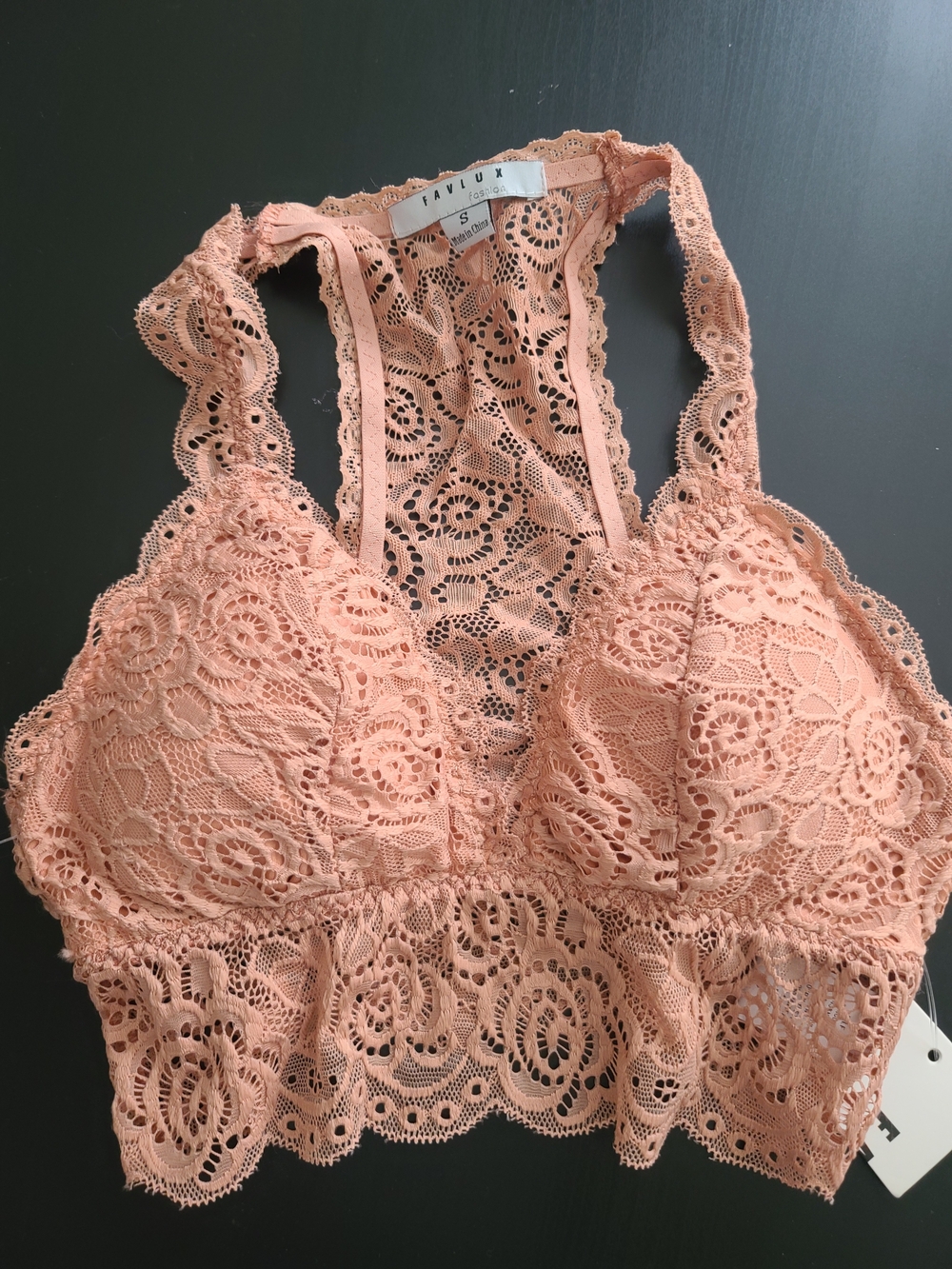 FAVLUX Peach Lace Racerback Bralette